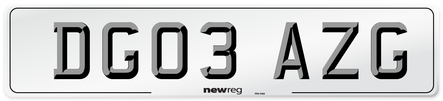DG03 AZG Number Plate from New Reg